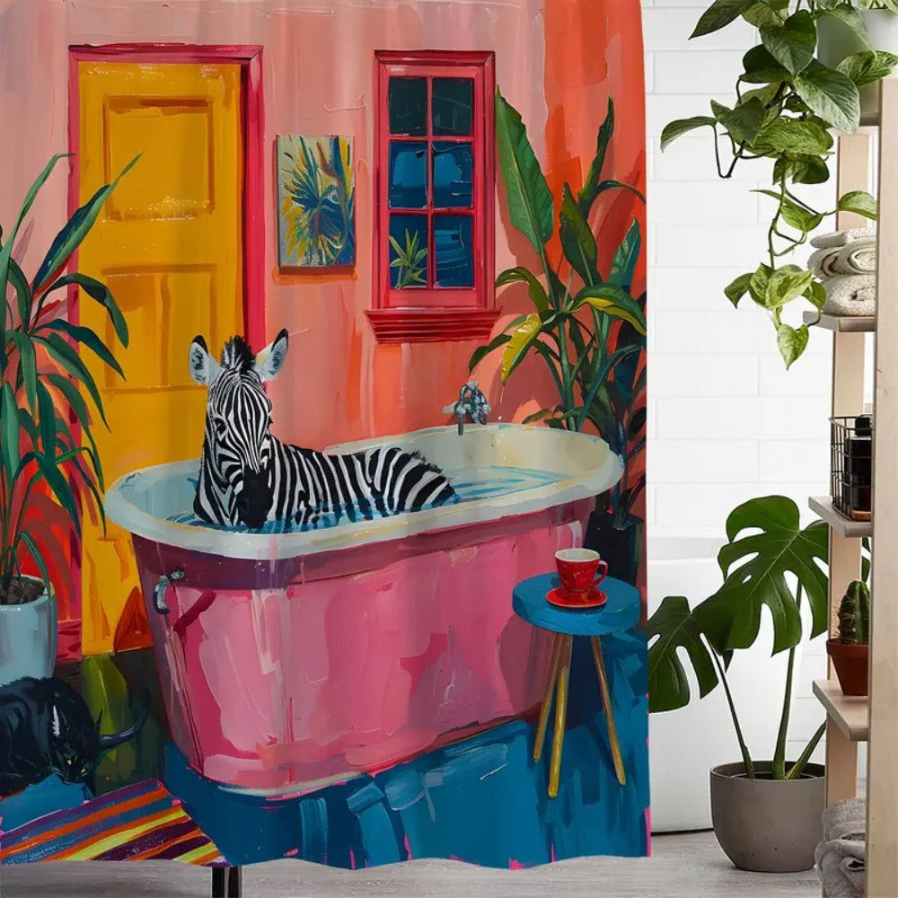 Playful Pink Zebra Curtain