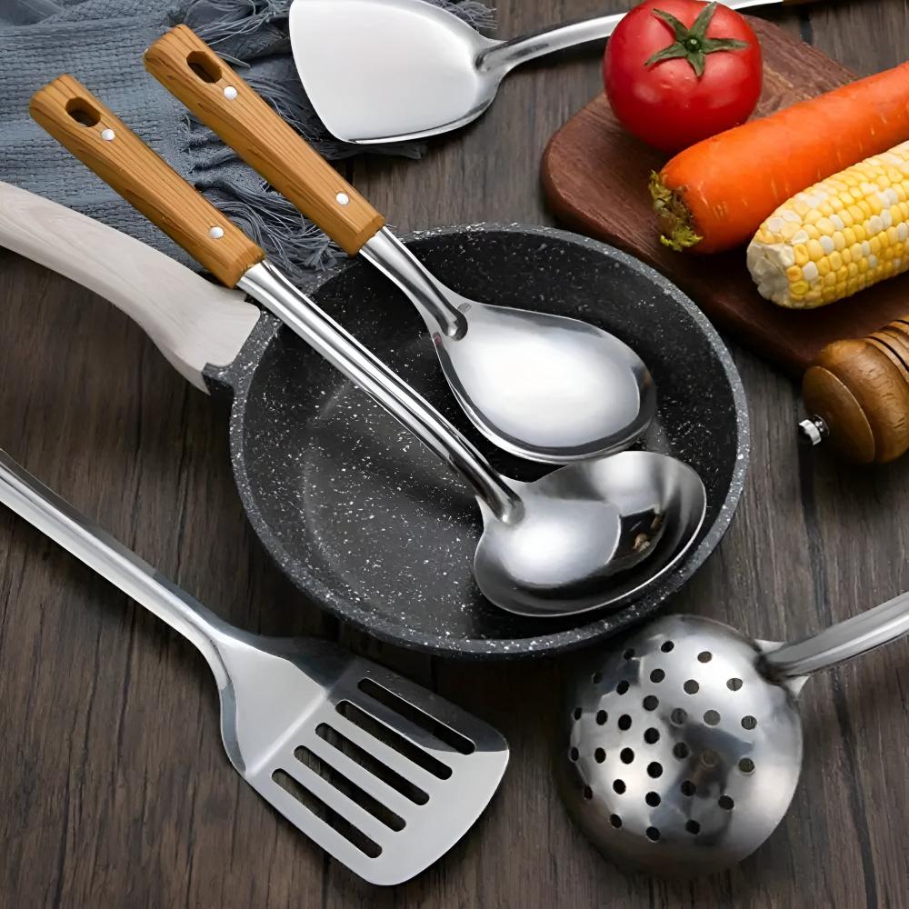 Classic Stainless Steel Kitchen Utensil Set (5 Sets)