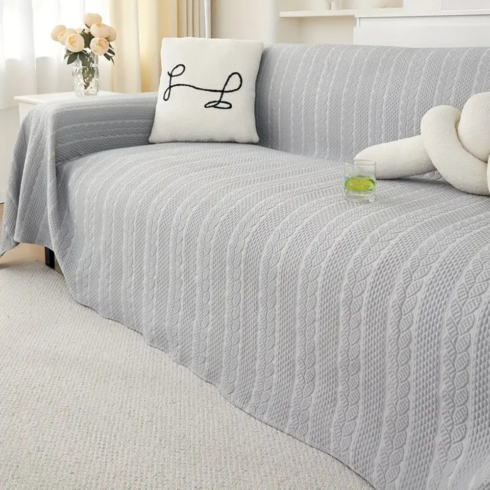 Tranquil Plush Leaf Sofa Cover