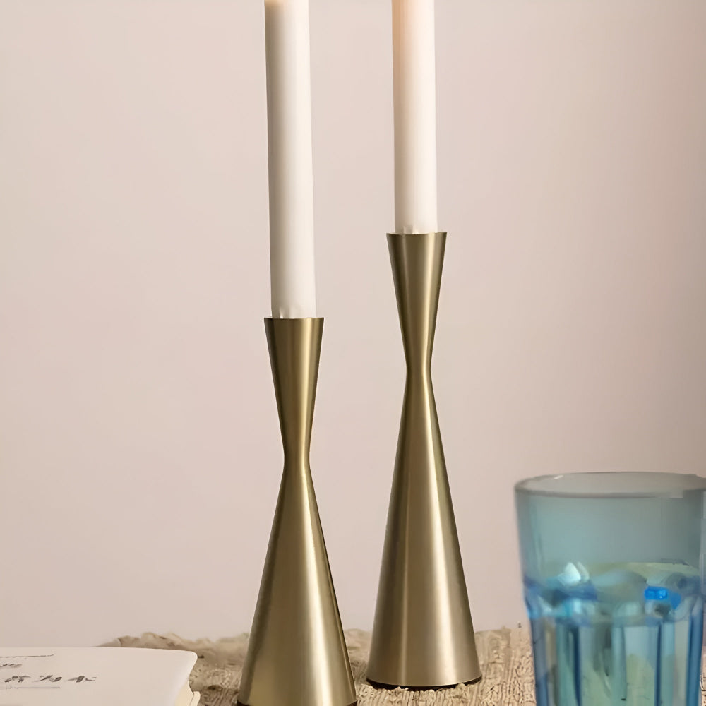 Sleek Nordic Brass Waist Candlestick