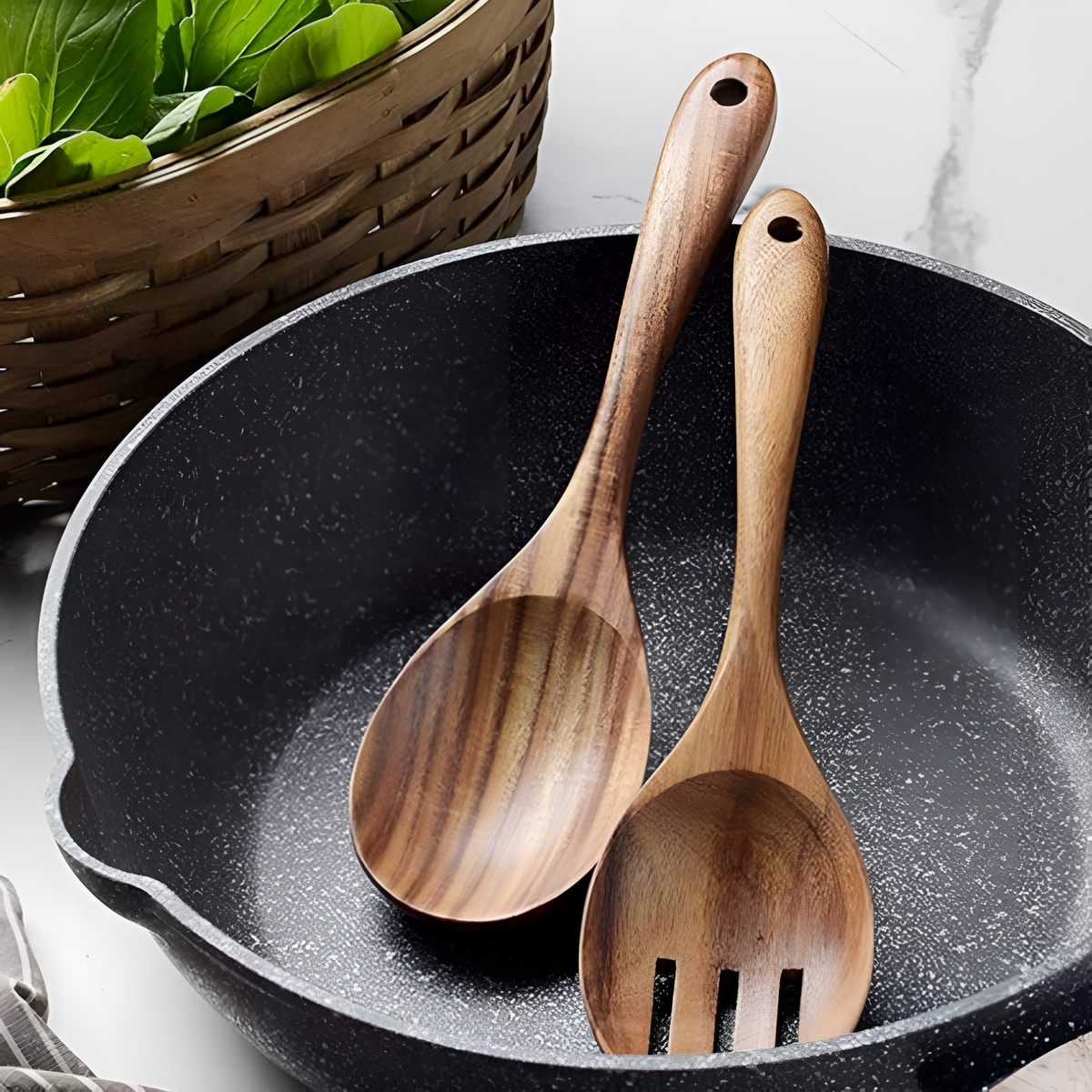 Rustic Teak Salad Serving Set