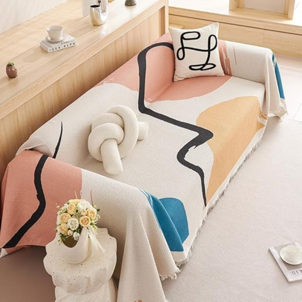 Lumiere Abstract Tasseled Sofa Cover