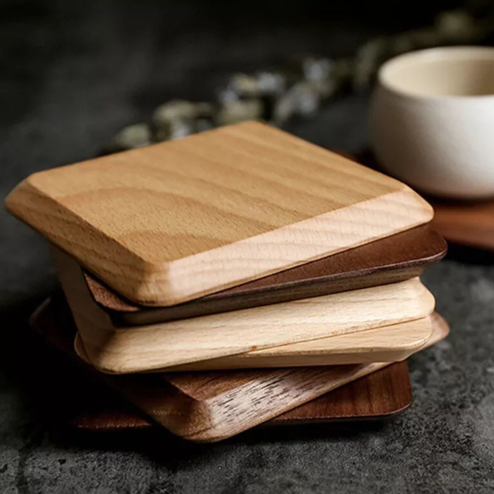 Sleek Stack Wooden Coaster Set