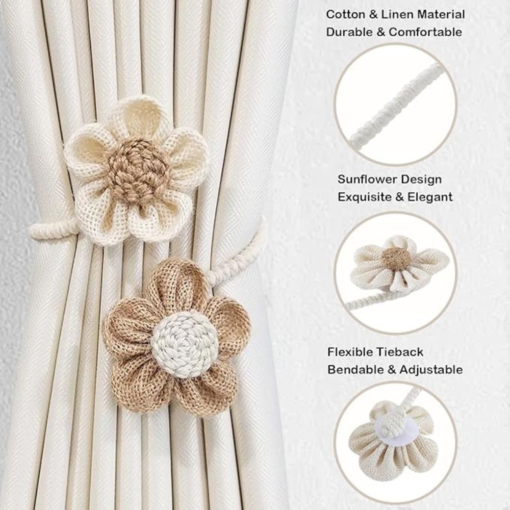 Floral Hemp Curtain Tie Back