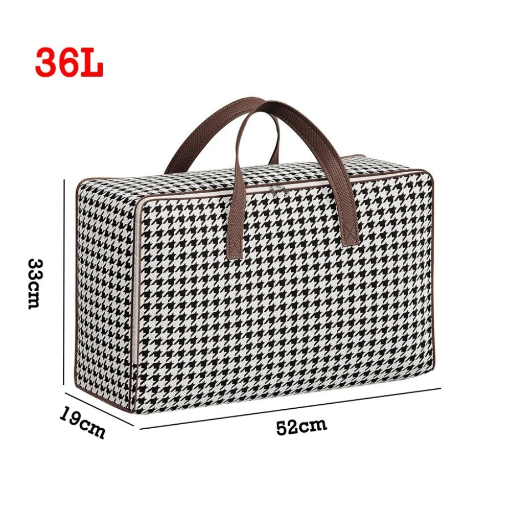 Durable Large Capacity Houndstooth Storage Suitcase