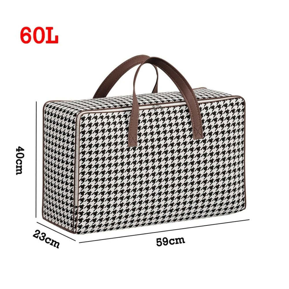 Durable Large Capacity Houndstooth Storage Suitcase