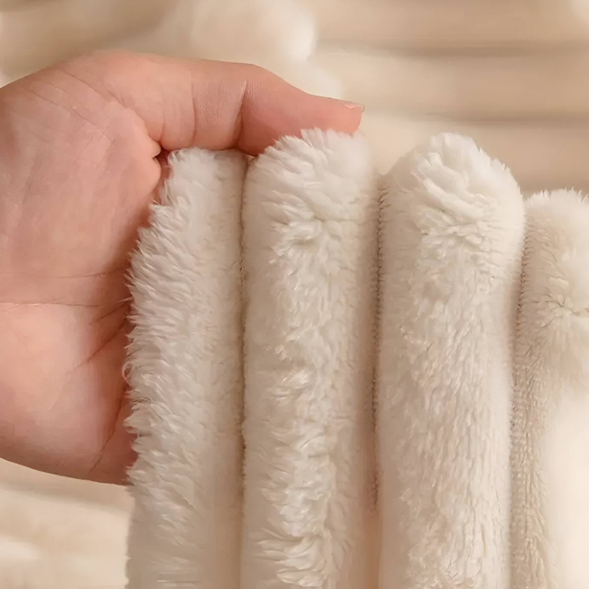Plush Striped Warm Sofa Cover