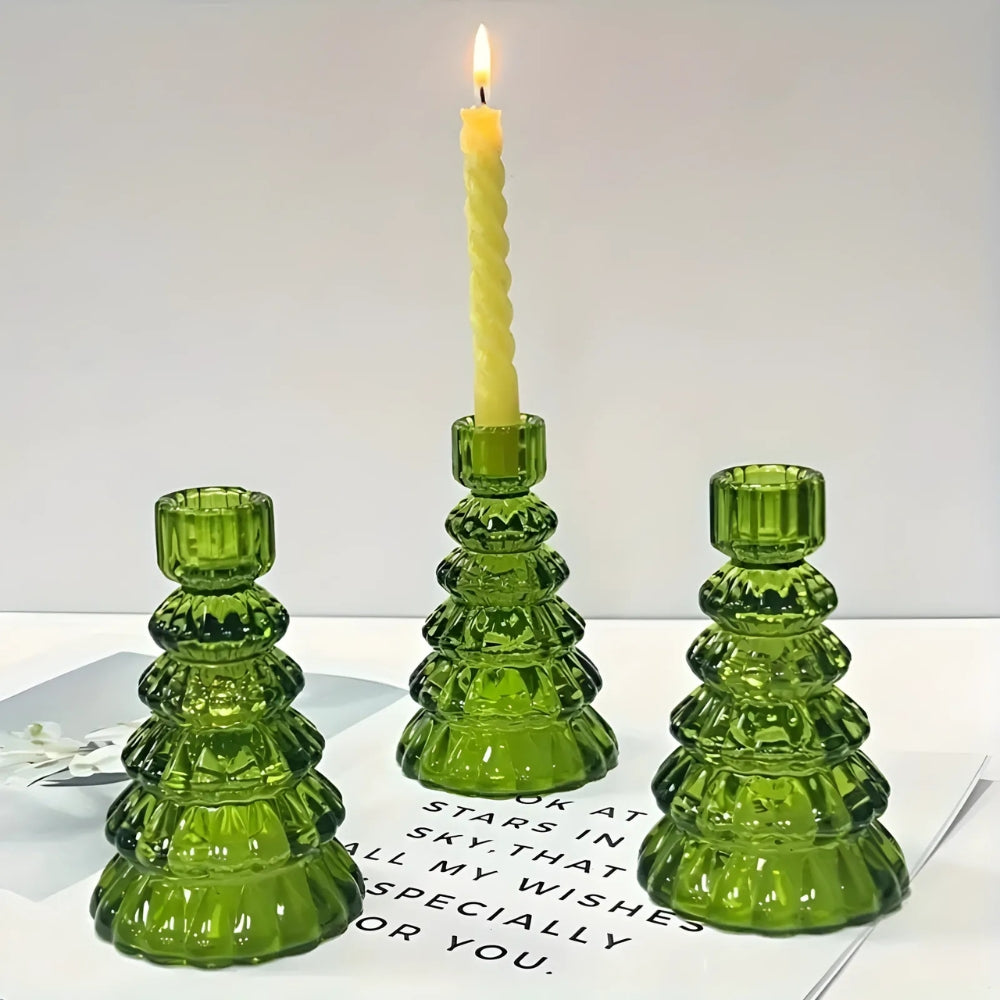 Christmas Tree Glass Candle Holder