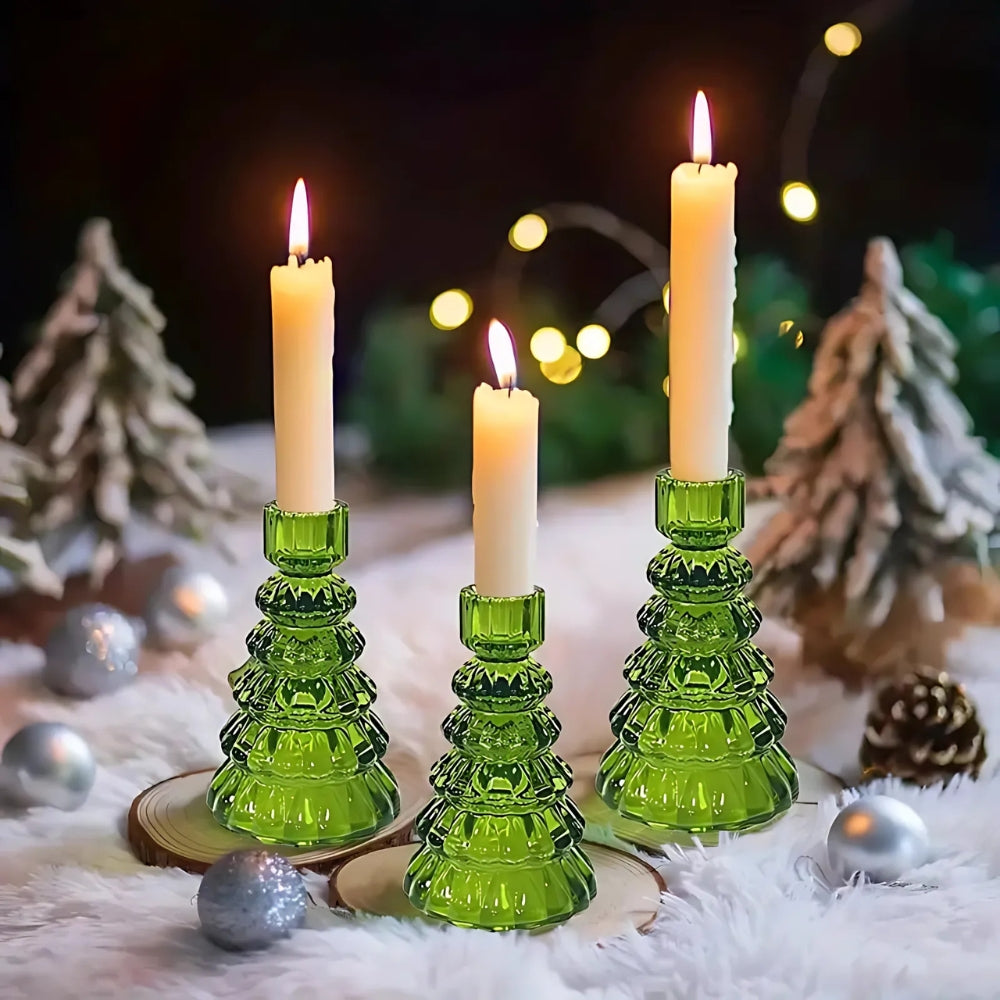Christmas Tree Glass Candle Holder