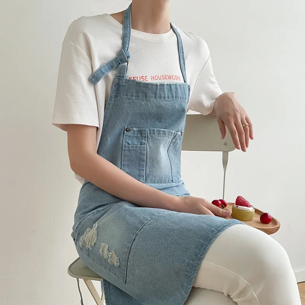 Classic Blue Denim Pocket Apron