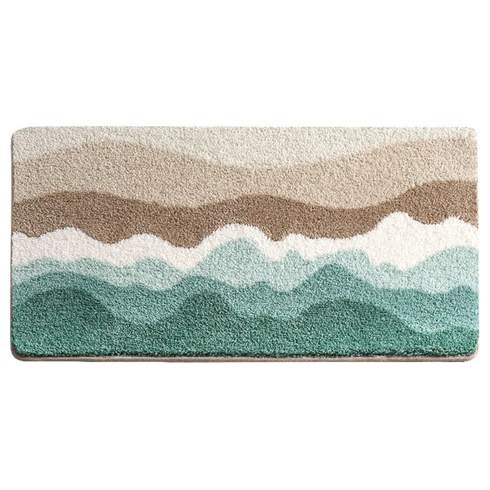 Coastal Wave Pattern Non-Slip Bath Mat