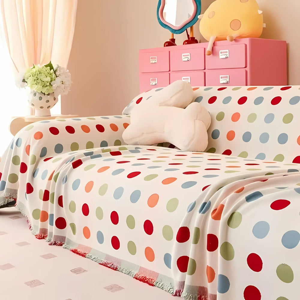 Colorful Polka Dot Sofa Cover