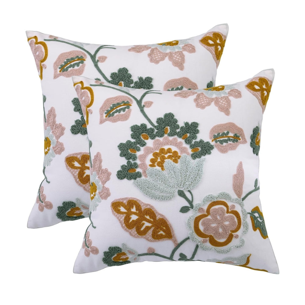 Denza Farmhouse Floral Tufted Cushion Cover
