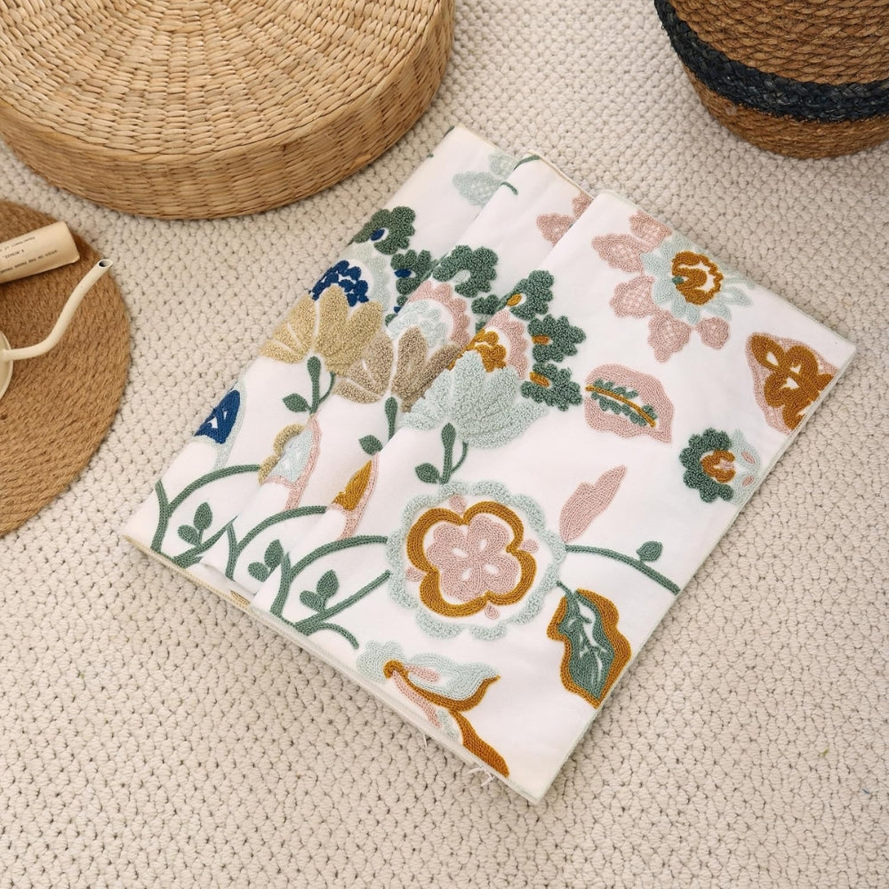 Denza Farmhouse Floral Tufted Cushion Cover
