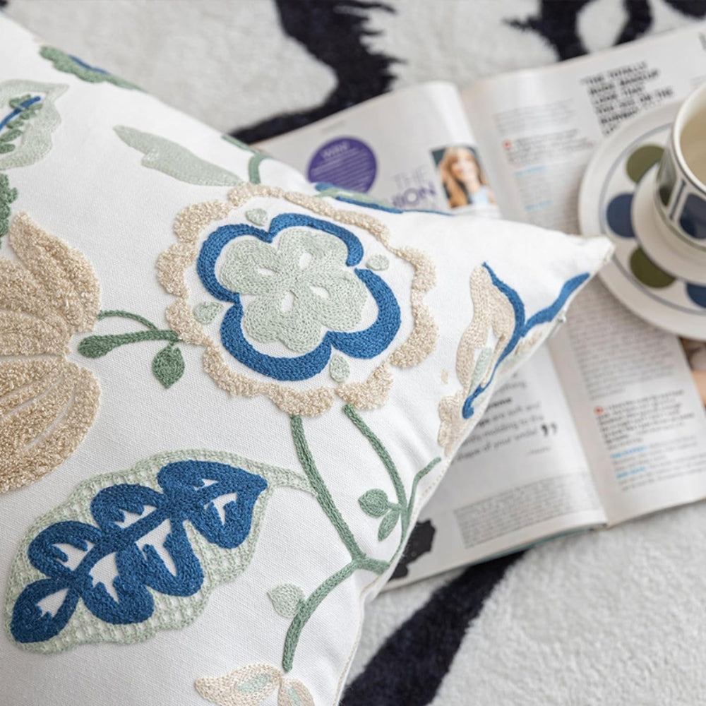 Denza Farmhouse Floral Tufted Cushion Cover