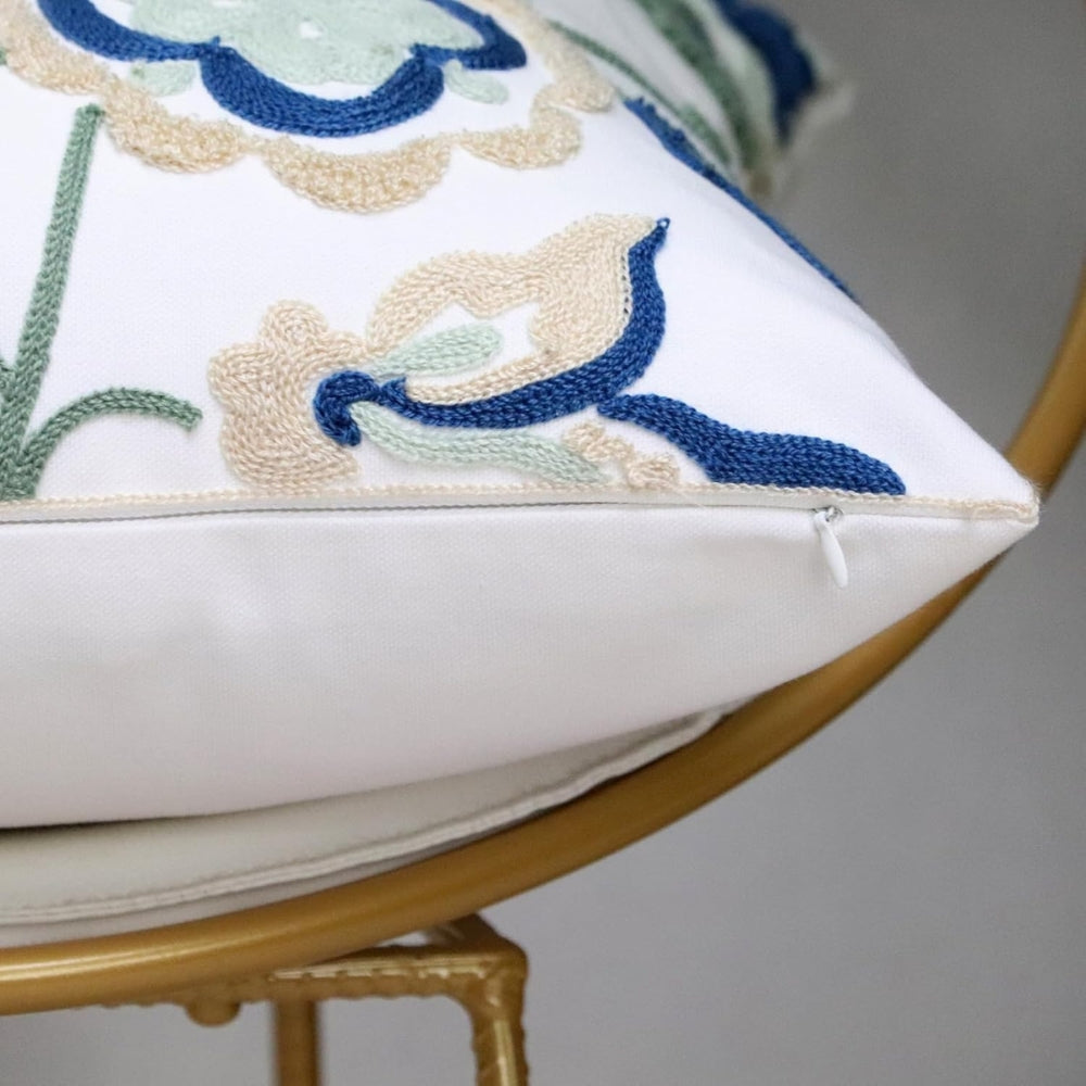 Denza Farmhouse Floral Tufted Cushion Cover