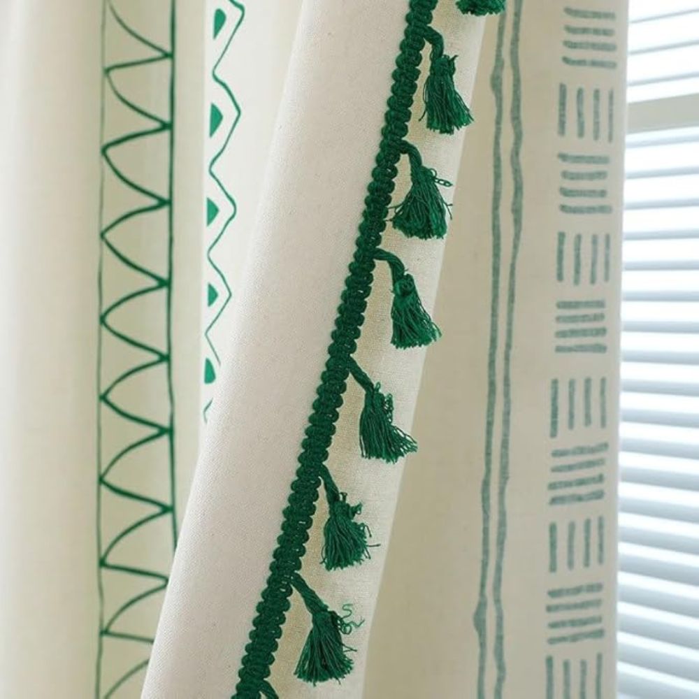 Emerald Tribe Boho Tassel Curtain