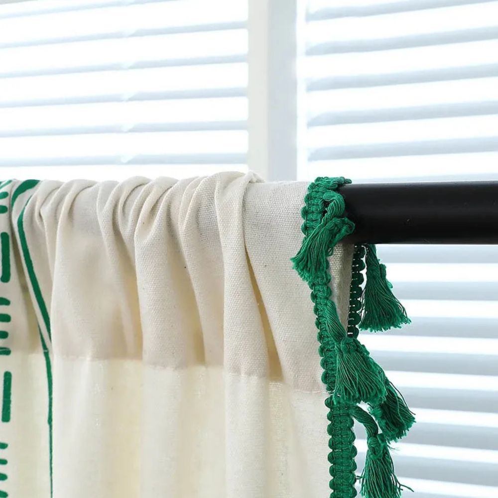 Emerald Tribe Boho Tassel Curtain