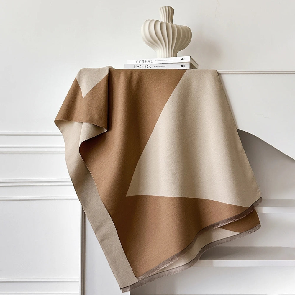 Two Tone Geometric Luxe Shawl Scarf
