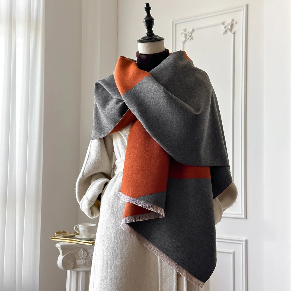 Two Tone Geometric Luxe Shawl Scarf