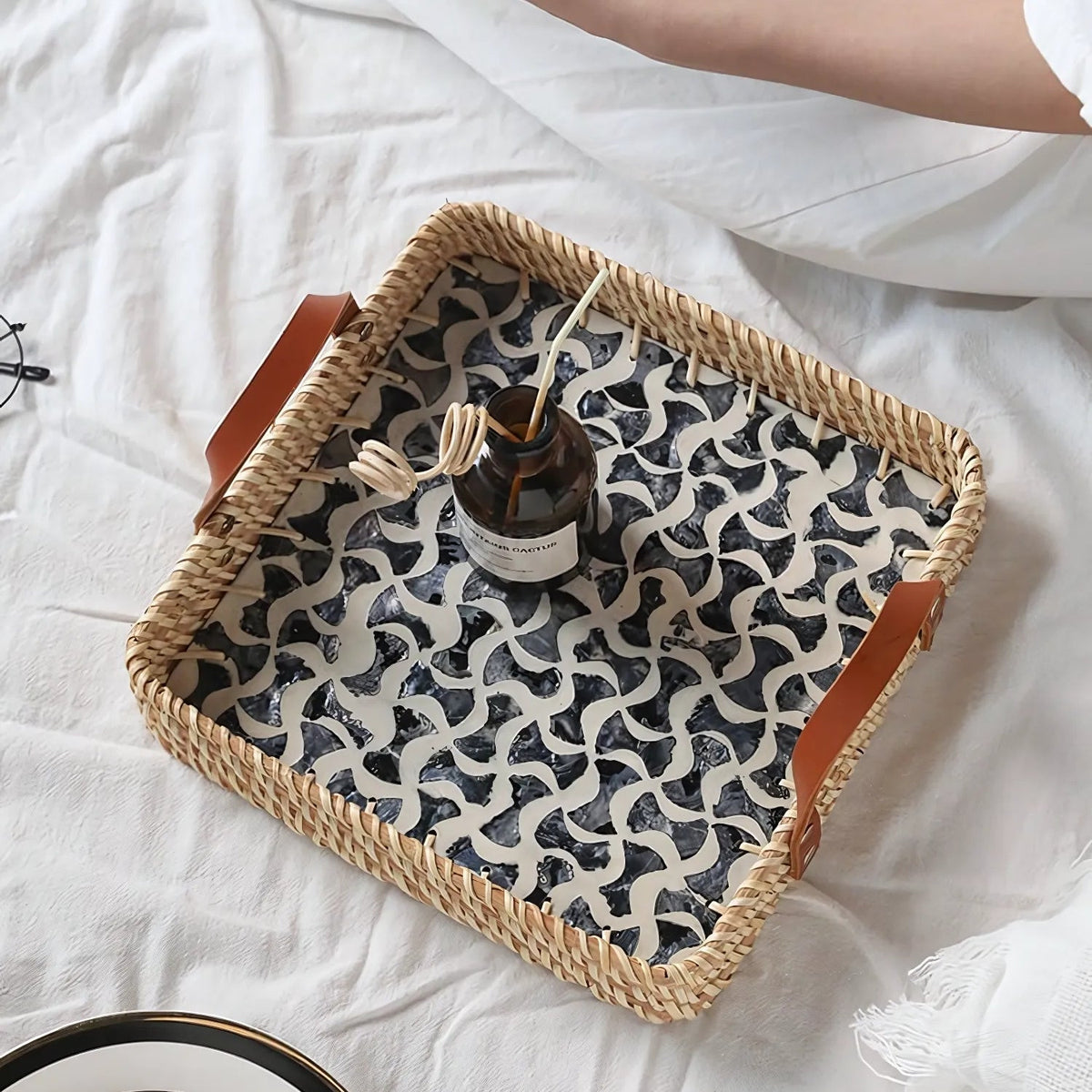Farmhouse Rattan Tray in Assorted Patterns