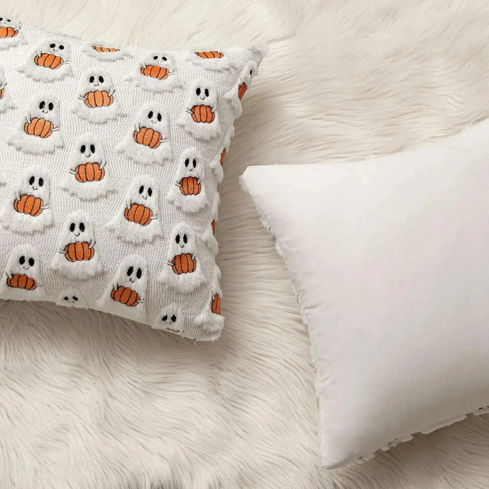 Faux Fleece Halloween Pumpkin Cushion Cover