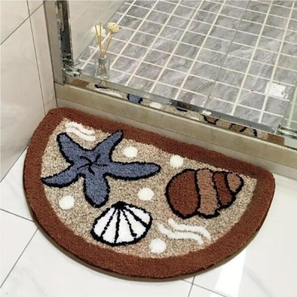 Fluffy Semicircle Non-Slip Bath Mat