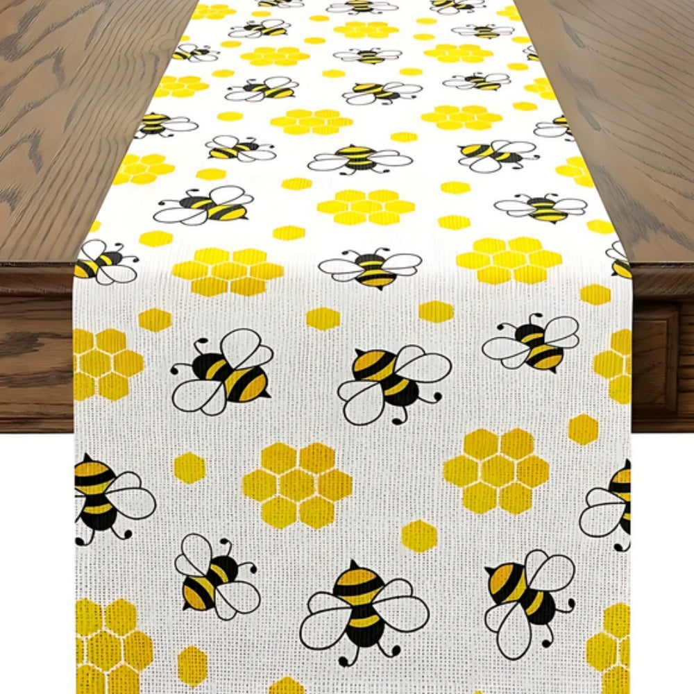 Honeycomb Buzz Linen Table Runner