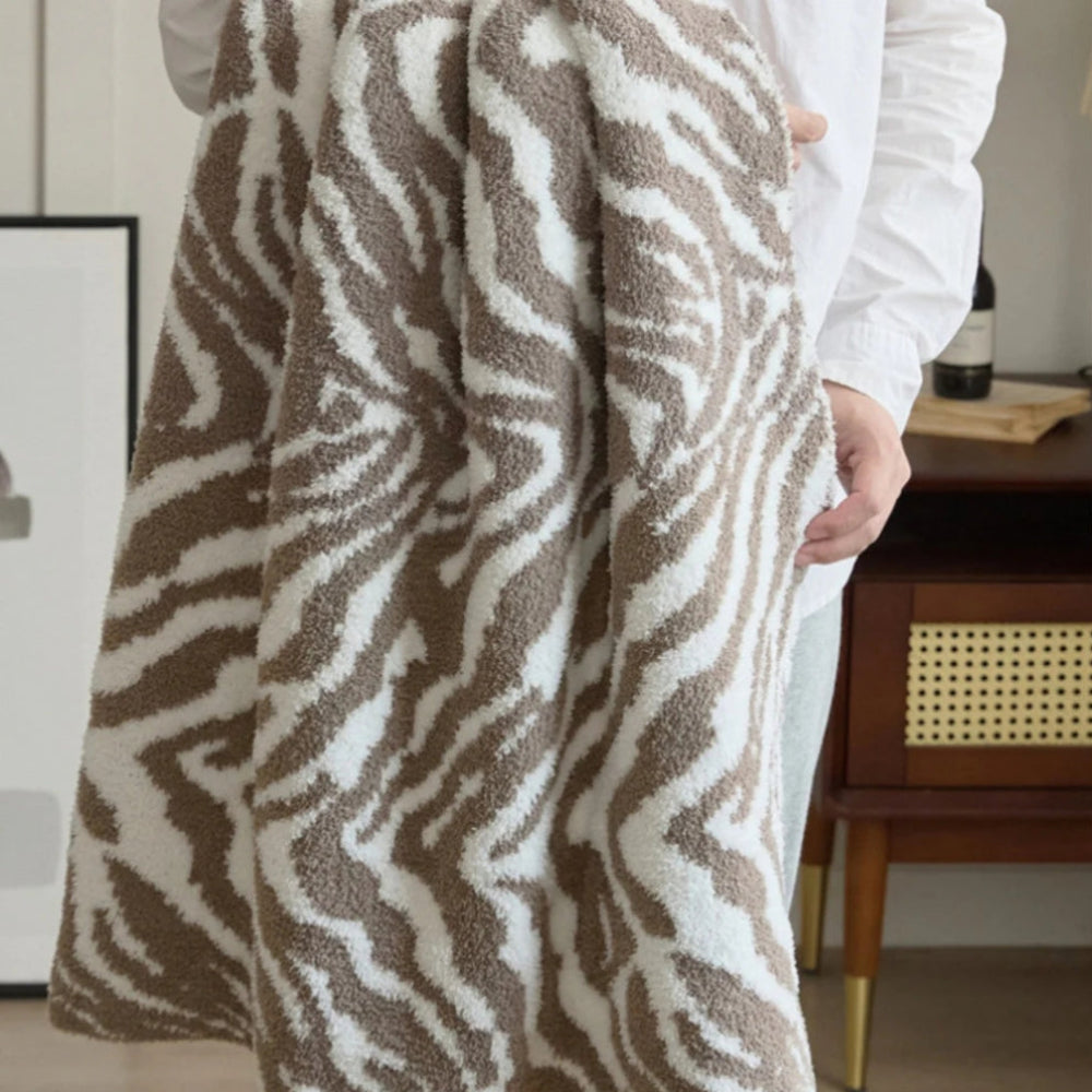 Knitted Zebra Pattern Throw Blanket