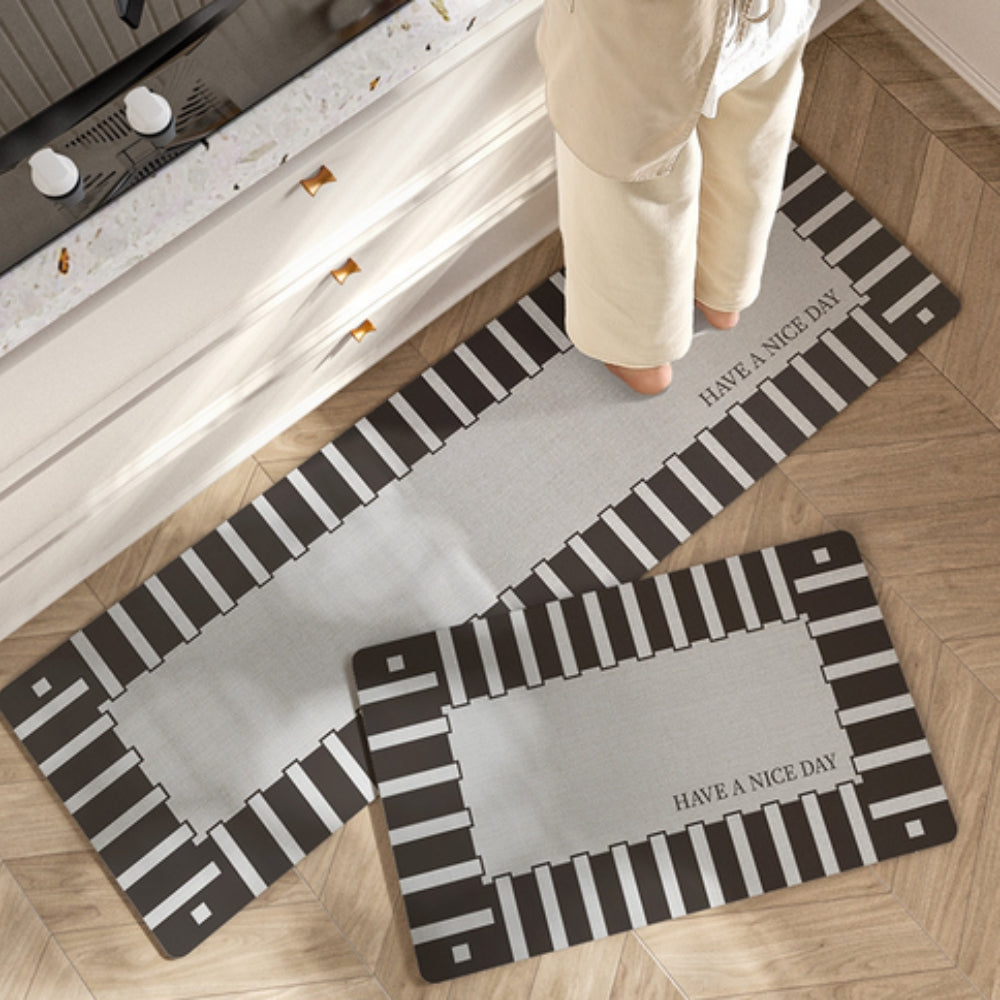 Lush Floral Striped Kitchen Mat