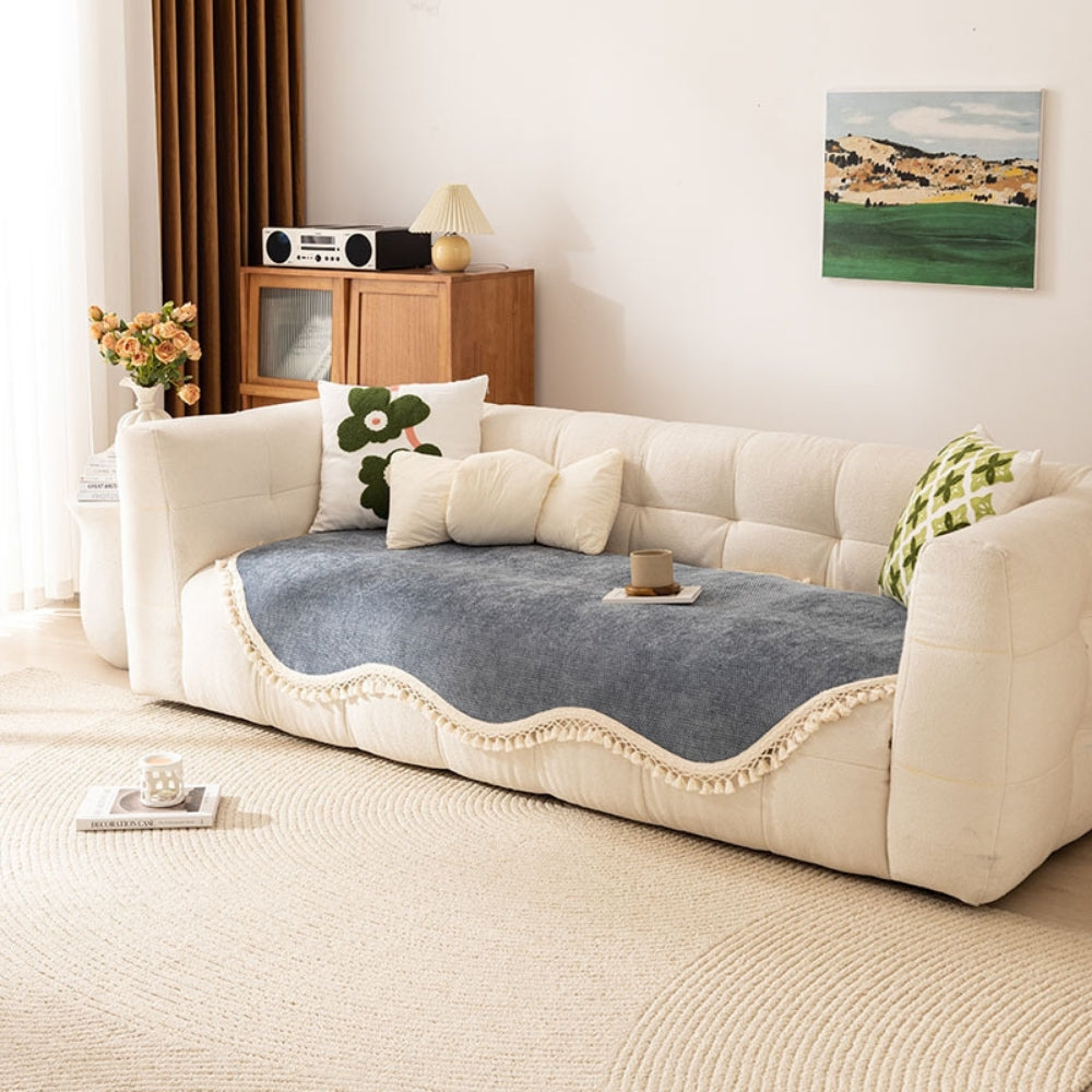 Luxury Chenille Woven Texture Tassel Sofa Cover