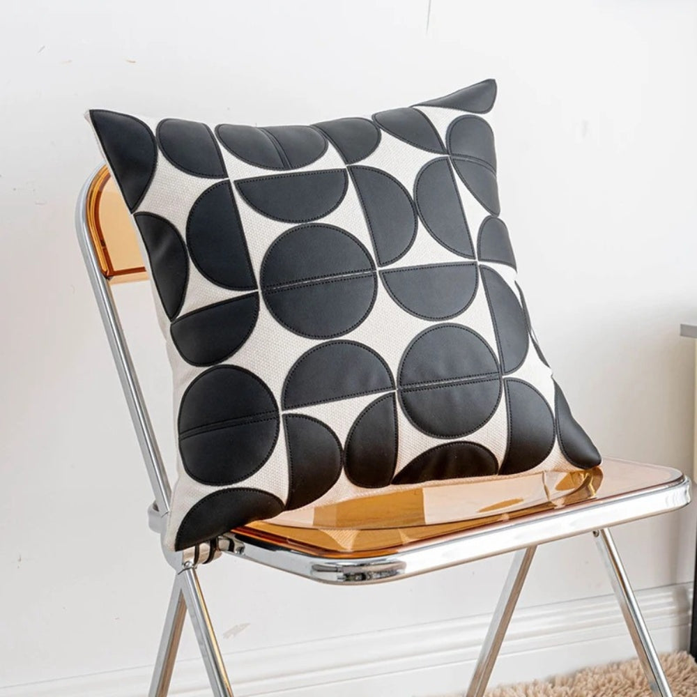 Luxury Embroidered Faux Leather Sofa Cushion Cover