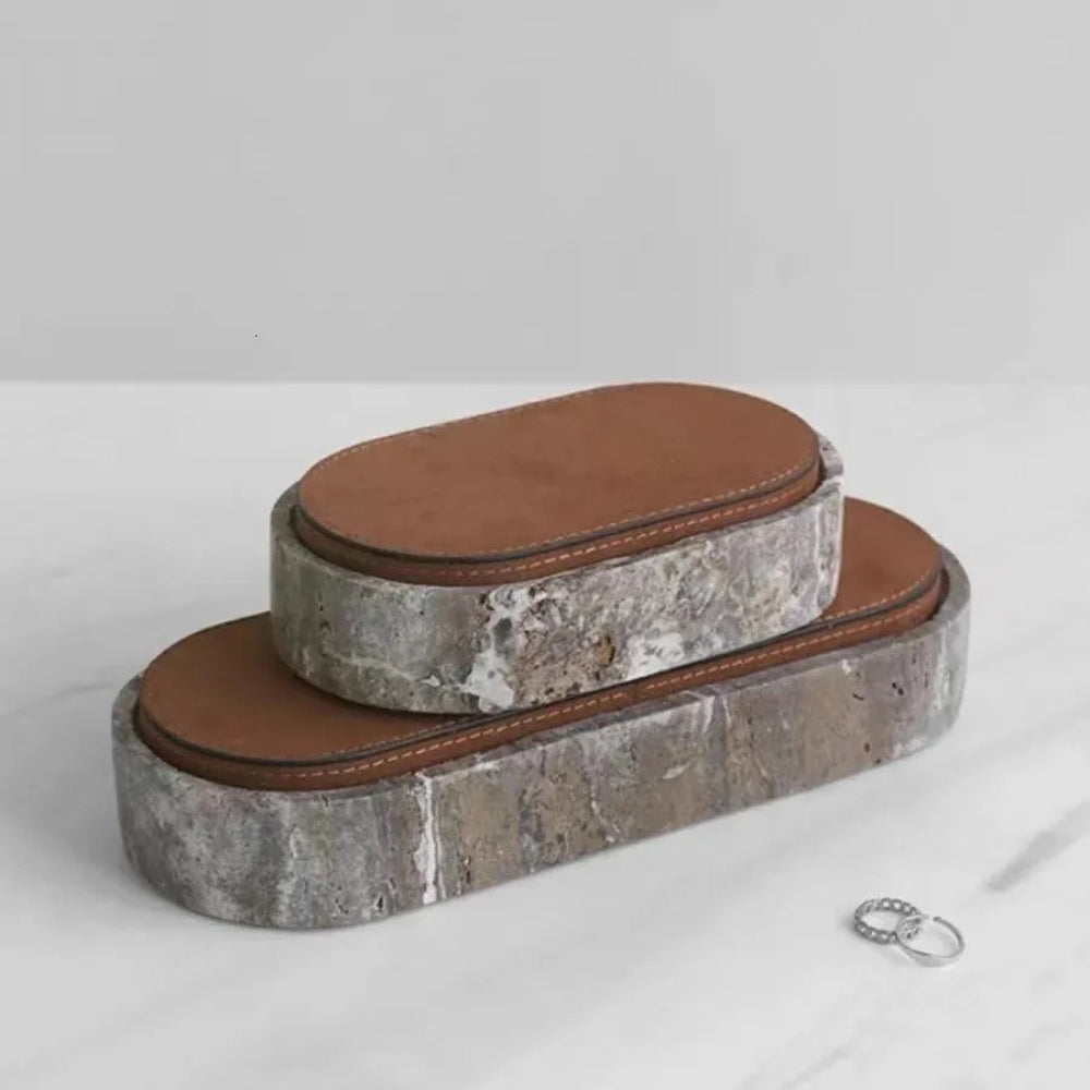 Marble Leather Lid Jewelry Storage Box
