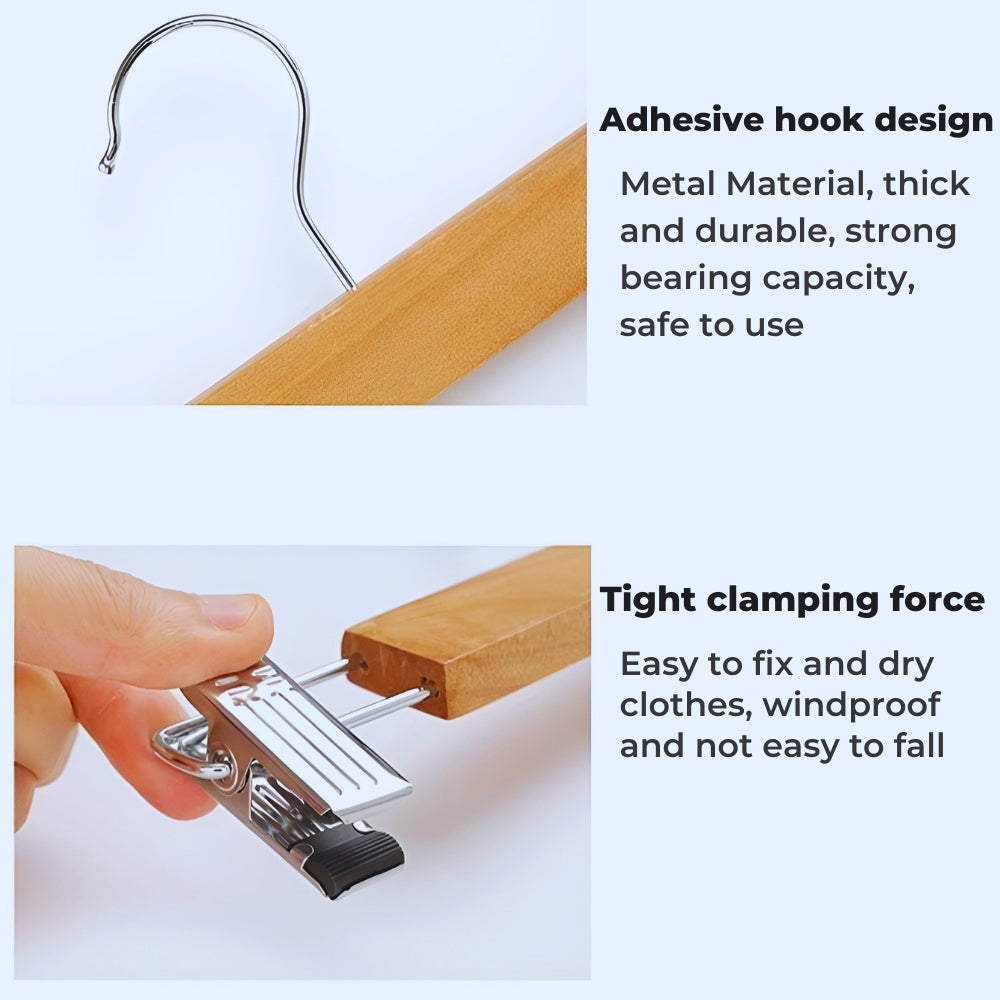 Maxwell Premium Wood Pants Hangers with Clips