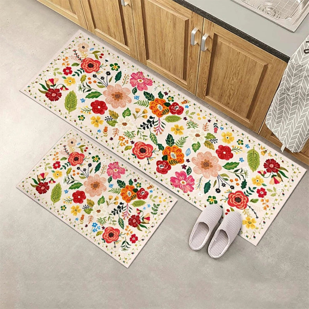 Meadow Boho Floral Kitchen Mat Set