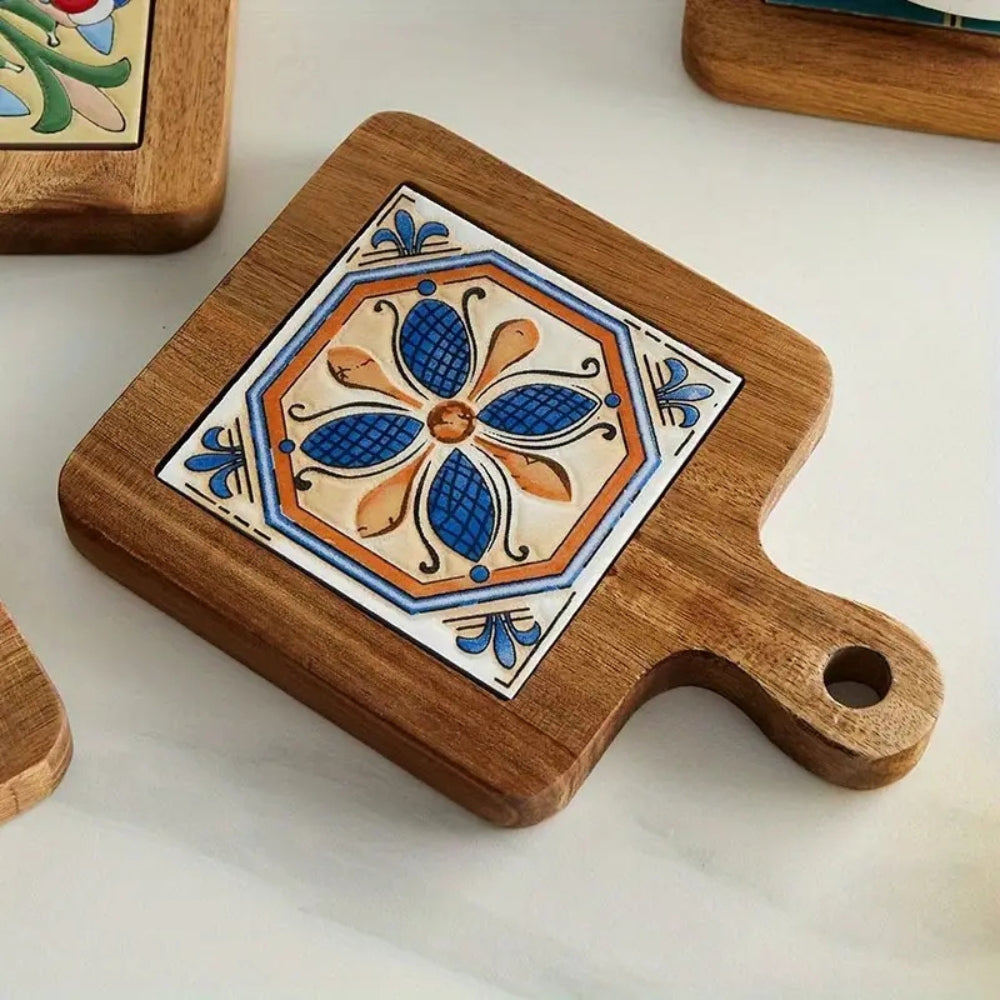 Moroccan Ebony Floral Wooden Trivets