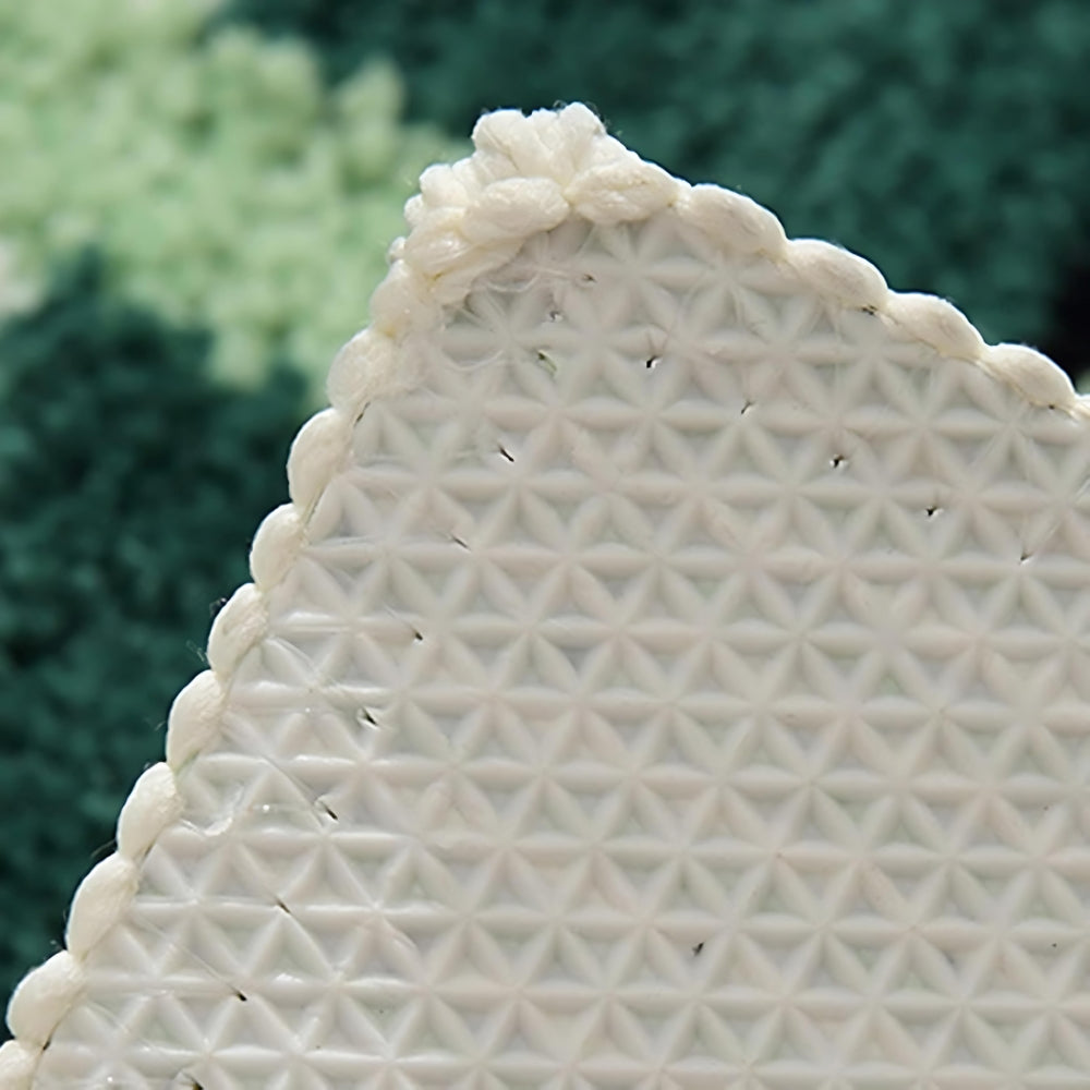Moss Green Geometric Flock Bath Mat