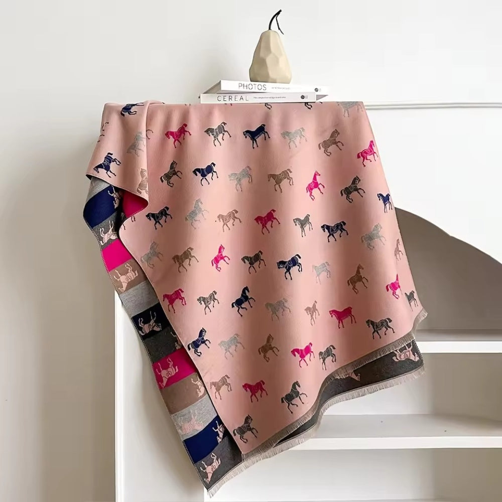 Noble Charm Horse Print Shawl Scarf
