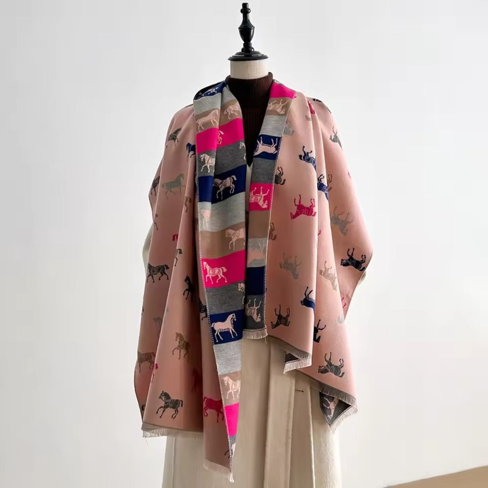 Noble Charm Horse Print Shawl Scarf
