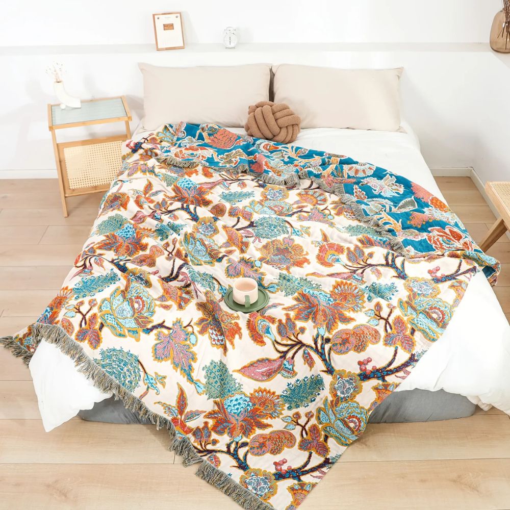 Ornamental Garden Cotton Blanket