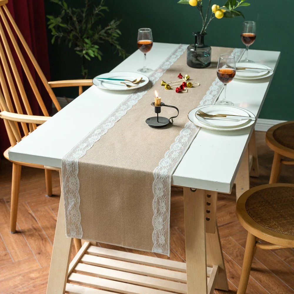 Ornate Blossom Lace Edge Table Runner