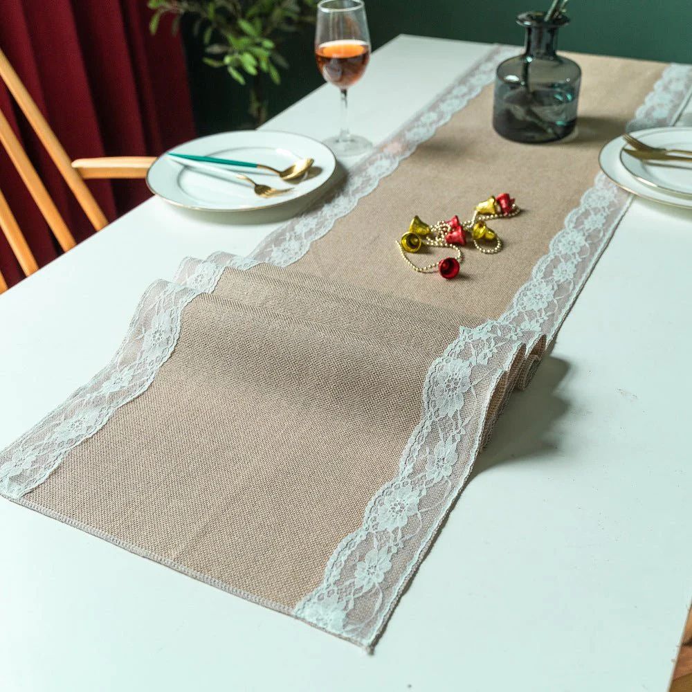 Ornate Blossom Lace Edge Table Runner
