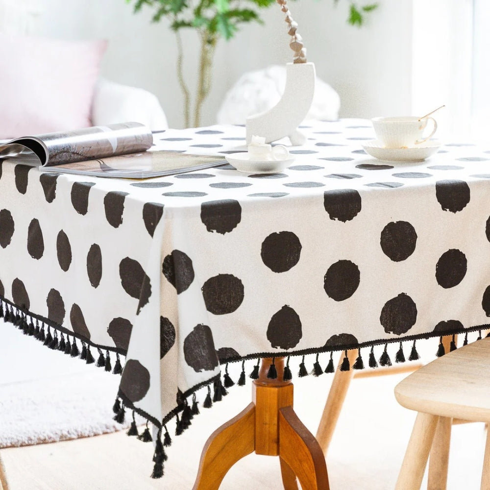 Polka Charm Tassel Table Cloth