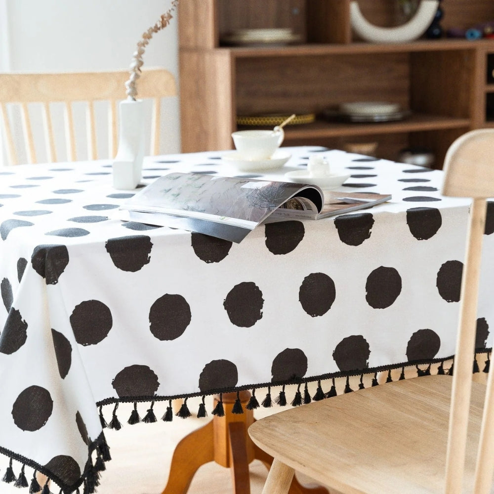 Polka Charm Tassel Table Cloth