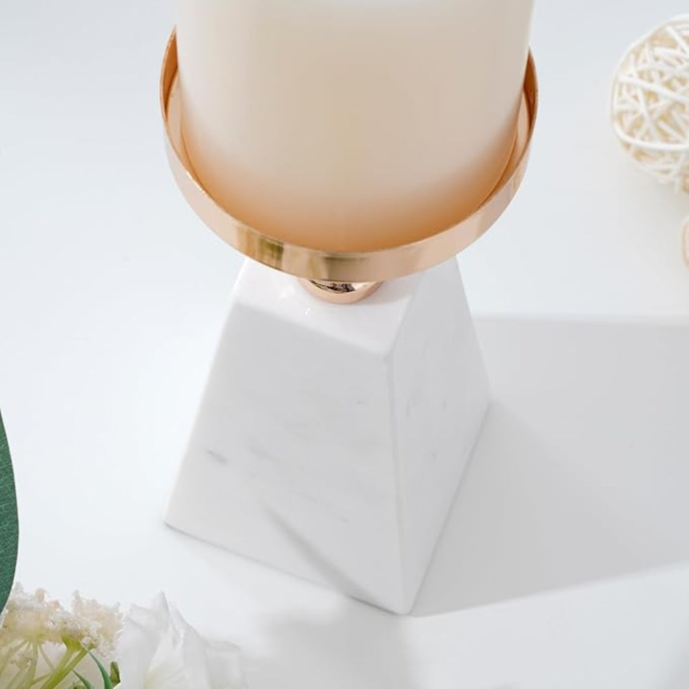 Pyramid Gold Marble Candle Holder