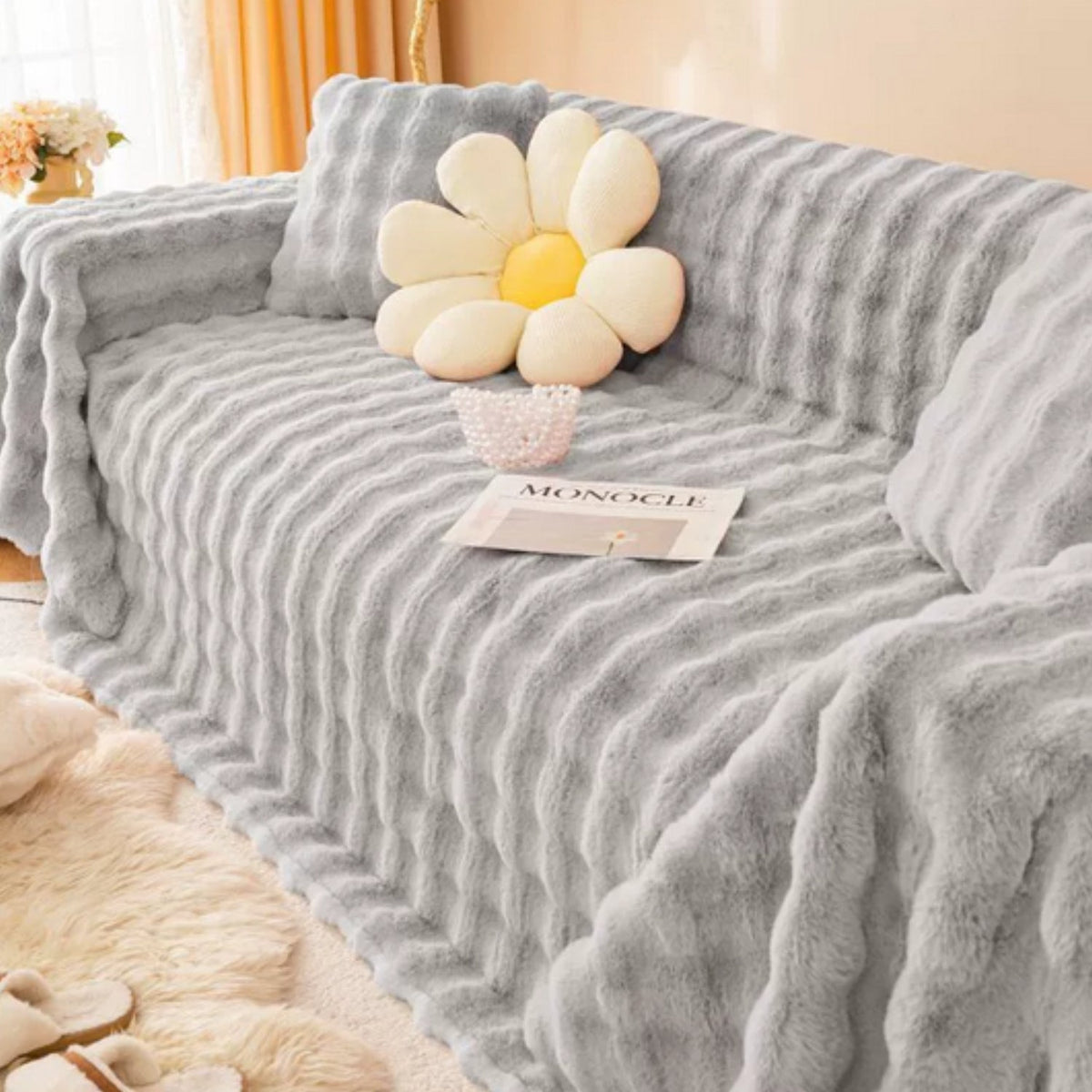 Rabbit Faux Fur Blanket Soft Sofa Cover