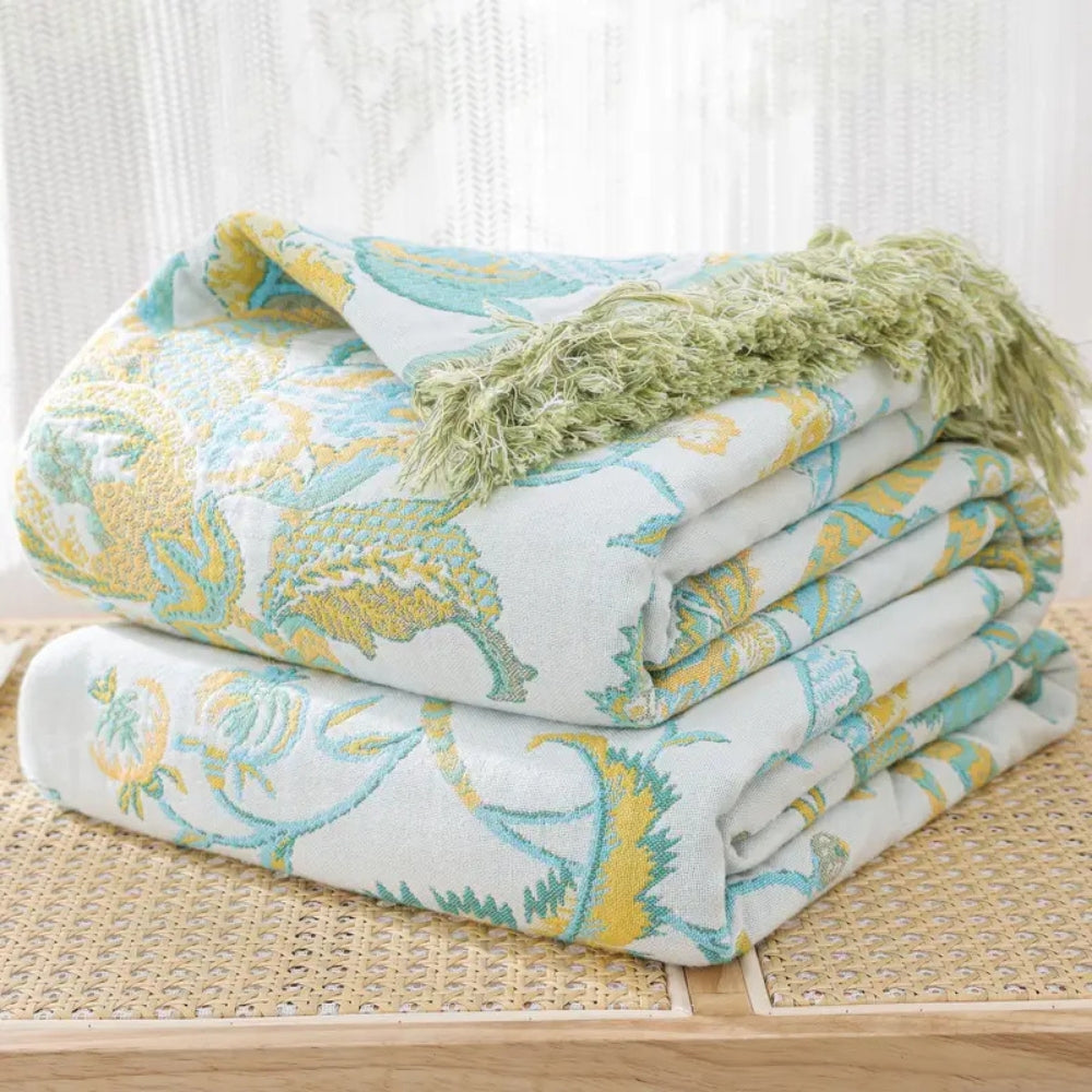 Reverie Floral Tassel Cotton Blanket