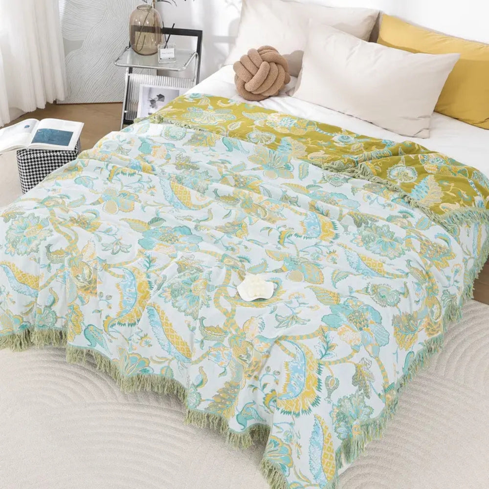 Reverie Floral Tassel Cotton Blanket