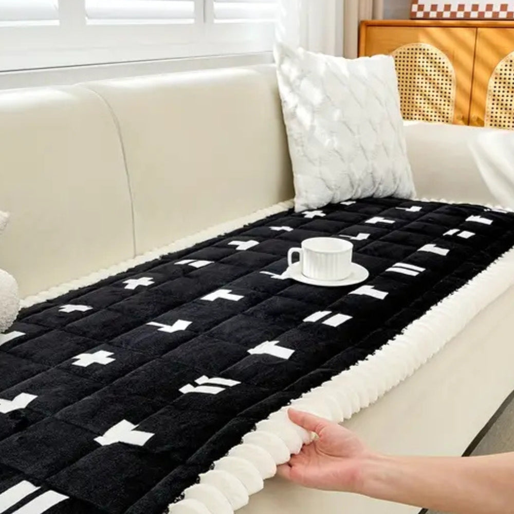 Ruffled Cloud Edge Quilted Couch Cover