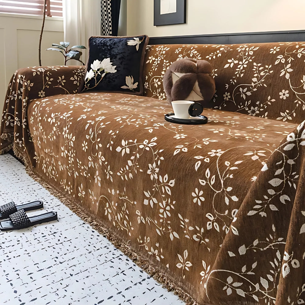Rustic Blossom Ivory Floral Sofa Cover